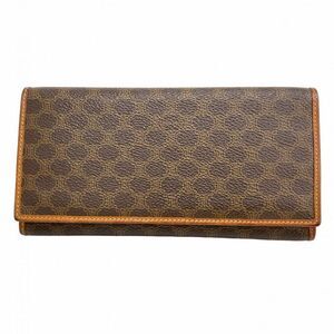 Celine Long Wallet Macadam PVC Brown Gold Hardware Women's